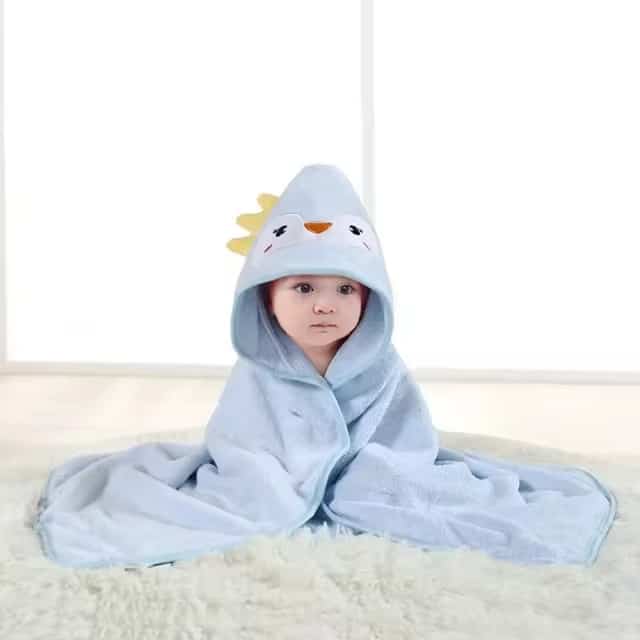 Toalla de baño pingüino azul